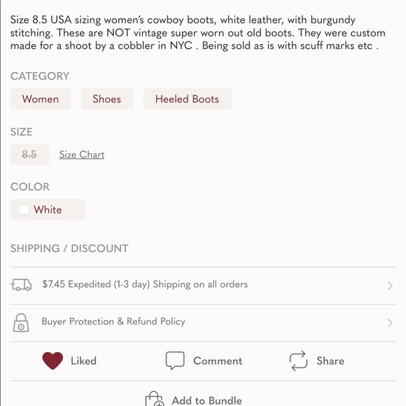 WHITE COWBOY WOMENS BOOTS 8.5 US SIZE - Picture 7 of 7